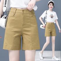 Casual denim shorts womens 2021 new summer high waist wear tooling thin section loose wide leg five-point pants