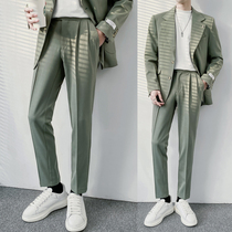 Spring Korean light cooked wind two buckles light green suit mens jacket slim suit Casual suit Best man dress