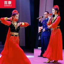 Xinjiang dance performance costume Tong Liya the same opening dance big dress adult female Uyghur folk dance costume