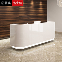 Mu Dian company paint front desk Reception desk Simple modern welcome cashier Bar office counter Front desk table