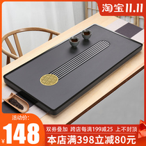 Wujin Stone tea tray natural whole piece of raw stone large small black gold stone Tea Sea simple household Stone tea table
