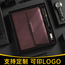 Business loose-leaf notebook gift set custom printable logo high-end notepad with U disk and pen gift enterprise annual meeting office meeting record lettering detachable loose-leaf book
