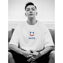 Smile Nice Printed Pure Cotton Short Sleeve T-Shirt Male Summer White Hitch Casual Loose Big Code Beating Undershirt