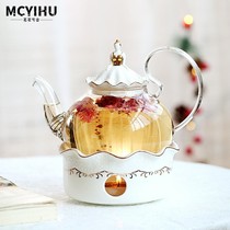 European tea set set ceramic English afternoon tea tea cup set candle heating boiled fruit glass teapot