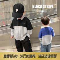 Lin Lin Mother Baby Boy Clothing Male Baby Shirt Striped Child Long Sleeve Boy Shirt Vest two sets of spring and autumn