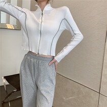 Pure wind short knitted base cardigan long sleeve jacket female spring and autumn long sleeve chic small jacket design sense minority