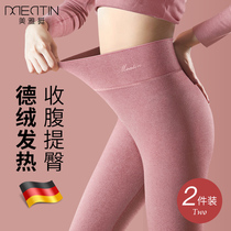 No trace warm pants womens velvet high waist abdomen self-heating belly pants women wear knee pads leggings autumn and winter