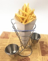Creative food rack with sauce bowl stainless steel fries holder fried crispy meat chicken decoration rack chicken rice flower rack
