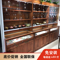 Solid wood jewelry display cabinet jewelry antique display cabinet jewelry Jade Jade display cabinet glass counter customization