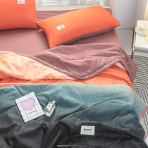 Summer air conditioning washed by washed cotton summer cool by pure color Quilt Thin Dorm Room Student Bed sheet Three-four sets minimalist wind
