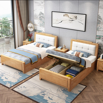 Single bed 1 m 2 Home solid wood bed 1 5 m Small family Type 1 35 m bed factory Direct bed storage bed 1 m beds