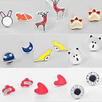 Creative drop glaze 925 earrings silver needle female Korean version of small cute simple small earrings ear nail female Collection 12