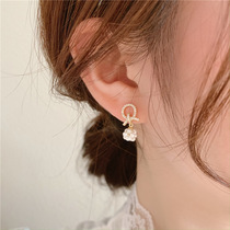 Korea S925 silver needle pearl earrings temperament bow earrings women light luxury simple small earrings ear clip