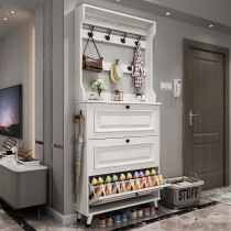 Jane Europe ultra-thin flip shoe cabinet home door large capacity space-saving porch storage with hanger solid wood leg shoe rack