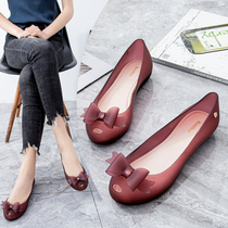 Tide brand 2021 summer new womens fashion soft-soled rain boots butterfly fish mouth increased transparent jelly beach sandals