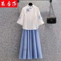 Large size womens Republic of China student clothing Chinese clothing improved cheongsam jacket Chinese Tang suit retro cotton linen tea art clothing