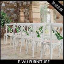 Nordic chair hipster style wedding Chair White Cross back chair rattan seat solid wood chair