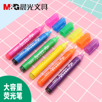 Morning light volume highlighter Original flavor color silver light press marker pen Student wrong question mark key annotation pen Multi-color straight liquid continuous ink Candy color Miffy fluorescent fragrance 6 colors