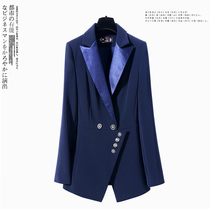 Small blazer womens long sleeve jacket early autumn blue celebrity senior sense professional suit temperament ol fried street suit