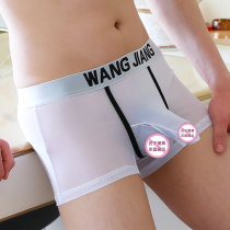 Mens Underwear Mens Gun Shells Separation Ice Silk Summer Mesh Yarn Transparent Sexy Trendy Personality Elephant Nose Four Corner Pants