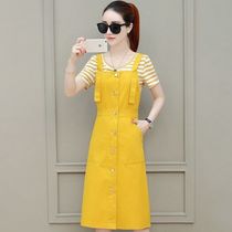 Suspender long and short skirts womens summer clothes 2020 new small fresh strap long and short dresses fashion two-piece suit women