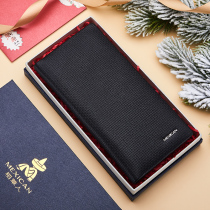 Rice straw man long style mens wallet upscale light lavish lamb leather money clip fashion tide card young man leather clip gift box