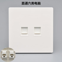 86 type concealed Gigabit network port panel straight-through head double-port in-line crystal head six network cable computer socket