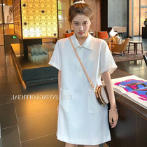 French design sense niche college style small man age-reducing girl medium-length polo collar short-sleeved t-shirt dress