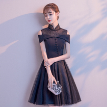Evening dress female 2021 new improved version of cheongsam short daily banquet small dress skirt bride wedding toast dress