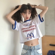 White short-sleeved t-shirt womens summer 2021 new short section pure cotton ins sweet cool beautiful chic autumn top sweater
