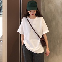 White short-sleeved T-shirt men and women 2021 new spring Korean version loose foreign style wild basic round-neck top clothes