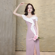 Evening dress skirt women can usually wear light luxury niche high-end French dress socialite suit pink dress summer