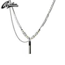 GUUKA Tide Brand Cigarette Pendant Mens and Womens Necklace Couple Dice Pearl Wearing Necklace ins