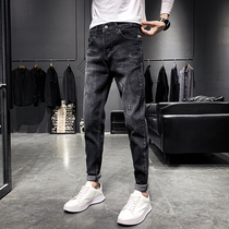 2022 Summer slim fit black Chaoty 90% mens jeans Chauffaver Spring and autumn small feet casual long pants