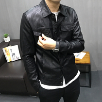 2021 Tide brand casual leather clothing mens spring and autumn winter coat slim Korean version of the trend handsome Joker leather jacket