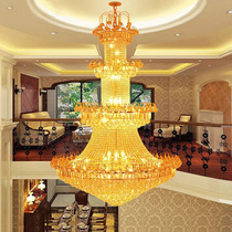 European style duplex building large chandelier luxury living room hollow changtang golden circular hotel villa project crystal lamp
