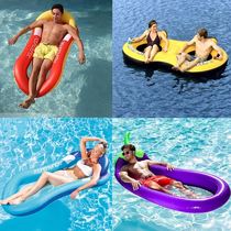Net red inflatable eggplant floating bed Water Park Swimming circle Surfing floating row Multi-person lounge chair floating mount