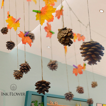 Kindergarten autumn theme charm ring creative material Forest pastoral style diy handmade maple leaf air pendant