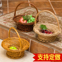 Hand-woven flower basket bamboo basket supermarket fruit basket rattan storage basket homestay decoration living room performance basket