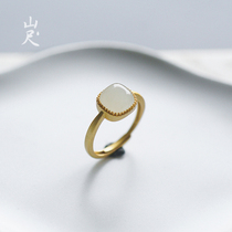 Such as Jane) suet jade and Tian jade ring female white jade hand decoration sterling silver plated 18k gold jade ring fashion personality