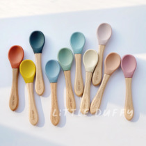 Spot Little Duffy pet cat dog ins fresh silicone wooden handle mixed rice can spoon
