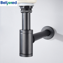 Germany Beliman all copper overwater drainer black wall drain into the wall type deodorant basin drain pipe accessories