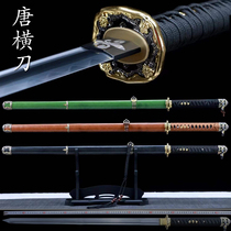 Longquan Zhen Villa with Sword Embroidered Spring Knife Tang Cross Knife Integrated Forged Manganese Steel Cold Soldier cutter Anti-Body Martial Arts Unopened Blade