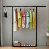 Indoor clothes rack Floor-to-ceiling household balcony clothes rack Simple telescopic folding clothes rack Bedroom single rod hanger