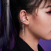 CCOO Mori Ensemble Butterfly Ear Clip Woman Without Earhole Superior Ear Bone Clip Temperament Long Flow Suearrings Earrings Earrings