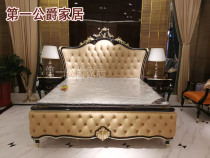 Furniture neoclassical ebony piano paint ZB99-9 bedside table affixed with gold leaf full solid wood bed promotion 6999 bed case