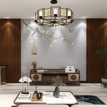New Chinese flower Bird bamboo wood fiber integrated wall panel Living room TV Background wall Decorative Tea Room compartment Compartment Protective Wall