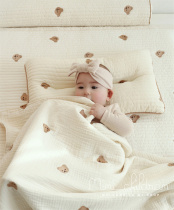 South Korea ins childrens bear air conditioning quilt Baby cotton gauze blanket Baby nap quilt universal