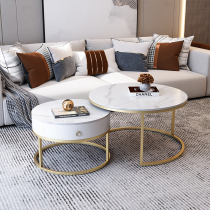 Nordic light luxury modern simple living room household Tea Table Rock plate minimalist small apartment Net red multi-function round combination