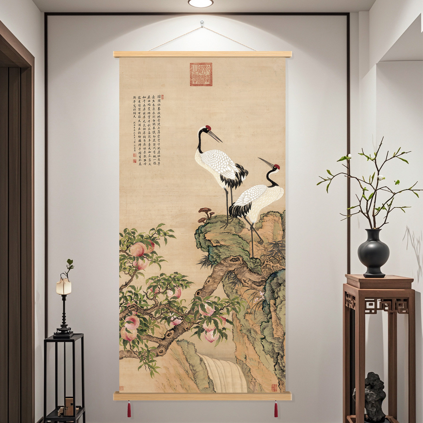 松鹤图玄关挂画-松鹤图玄关挂画促销价格、松鹤图玄关挂画品牌- 淘宝